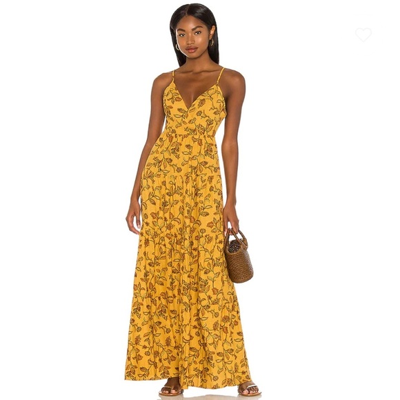 REVOLVE House of Harlow 1960 x Sofia Richie Toleda Maxi Dress Yellow Pri… - Picture 1 of 6